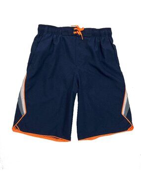 Nike NEW Blue Orange Swoosh Swim Shorts Trunks Swimsuit Mens S